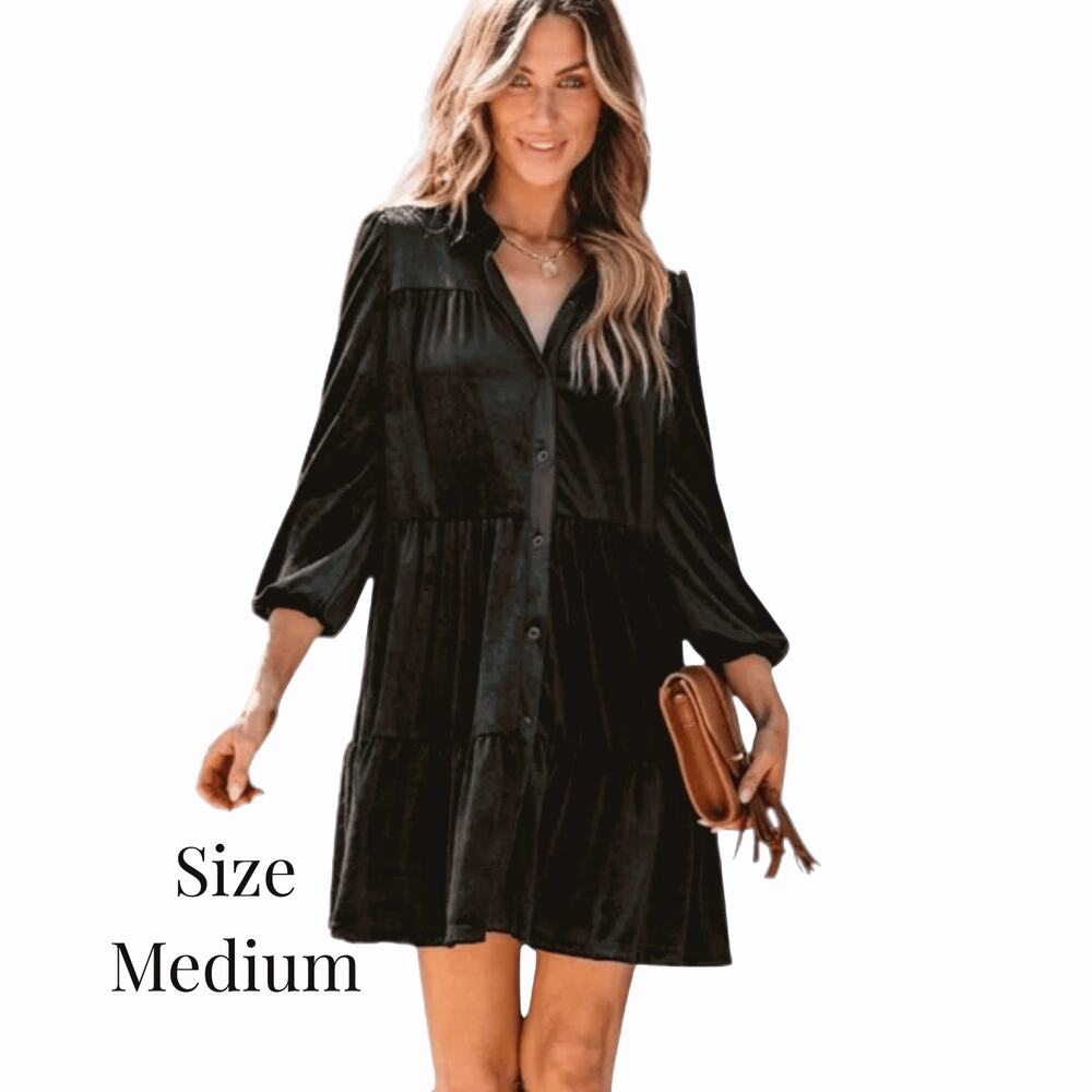 Cupshe Black Button-Front Mini Dress